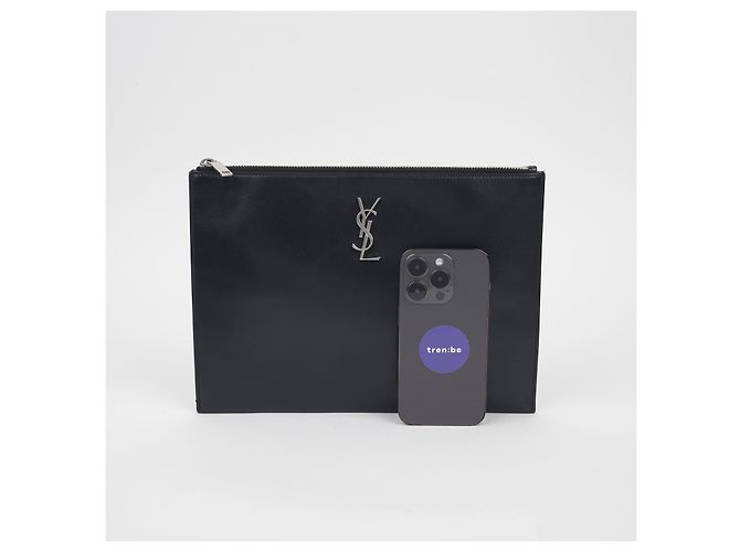 Saint Laurent Monogramm-Tablet-Tasche Schwarz - Ansicht 10