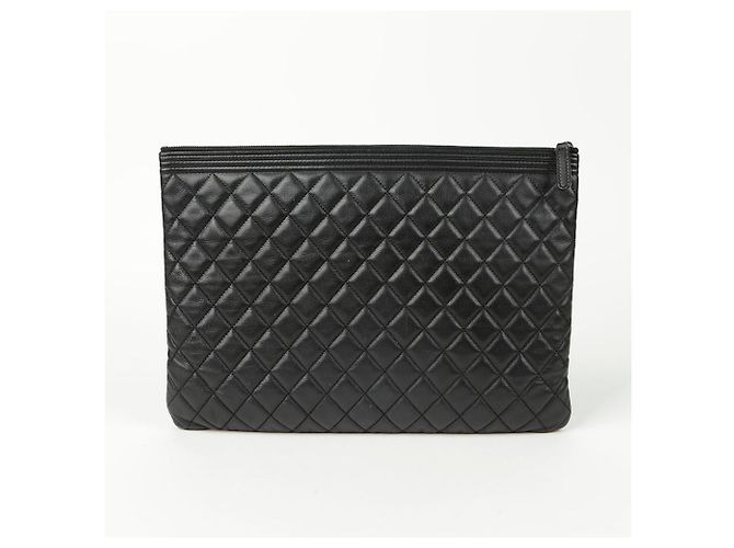 Chanel Boy Large Clutch in pelle nera Nero - vista 4