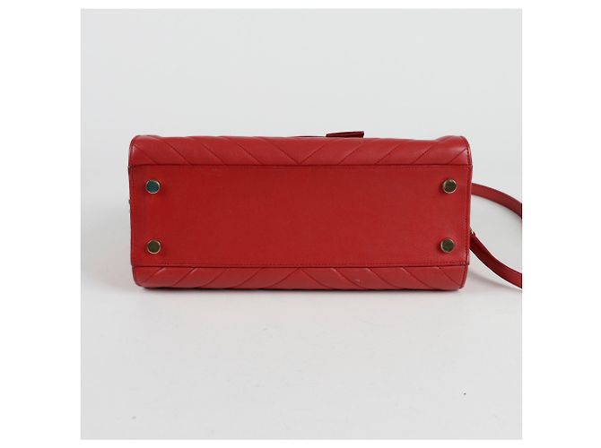 Saint Laurent Borsa tote piccola Chevron Rosso - vista 10