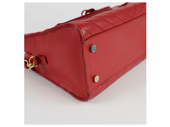 Saint Laurent Borsa tote piccola Chevron Rosso - vista 11