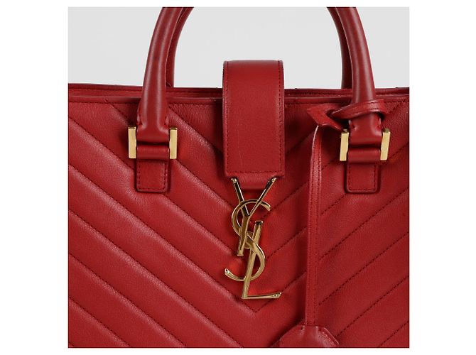 Saint Laurent Borsa tote piccola Chevron Rosso - vista 2