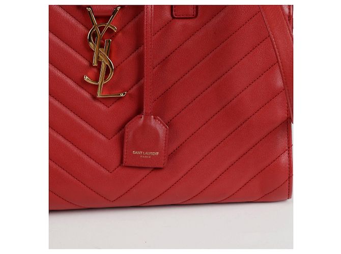 Saint Laurent Borsa tote piccola Chevron Rosso - vista 3