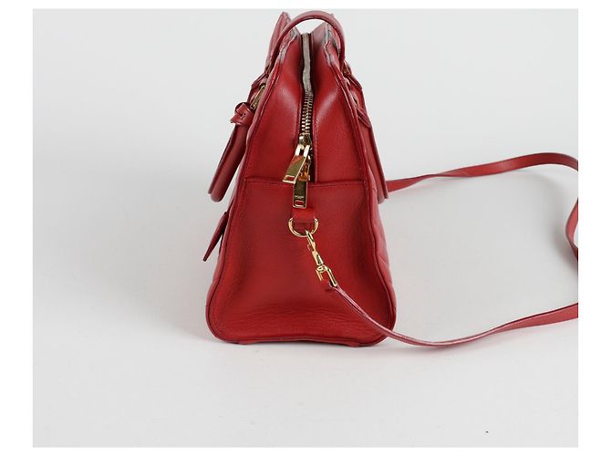 Saint Laurent Borsa tote piccola Chevron Rosso - vista 4
