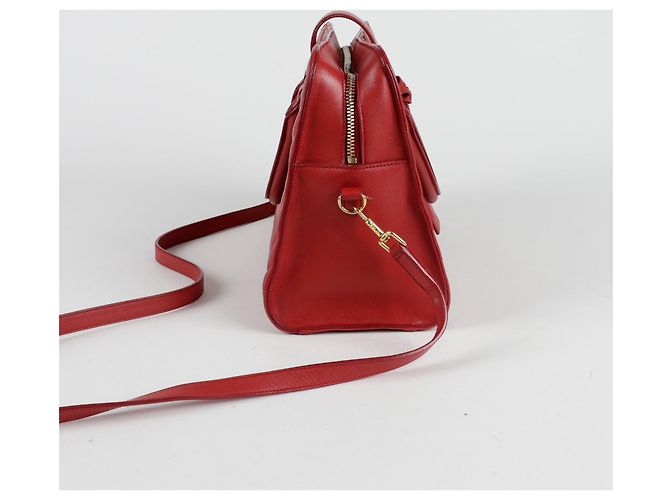 Saint Laurent Borsa tote piccola Chevron Rosso - vista 7
