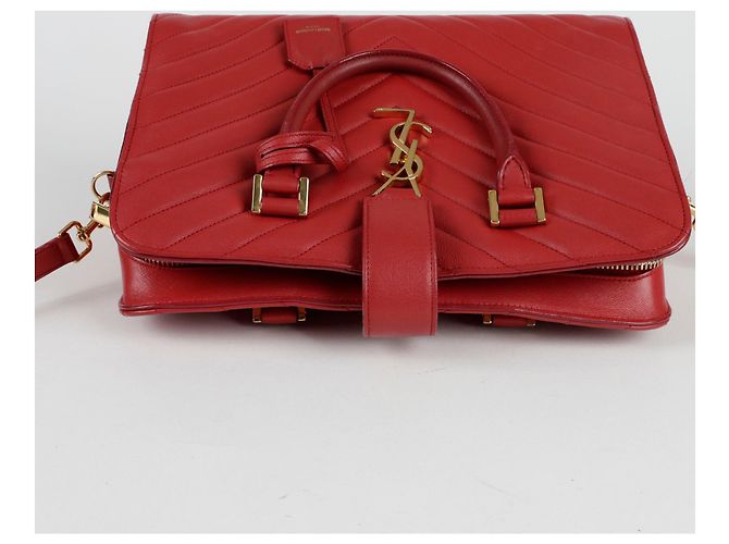 Saint Laurent Borsa tote piccola Chevron Rosso - vista 8