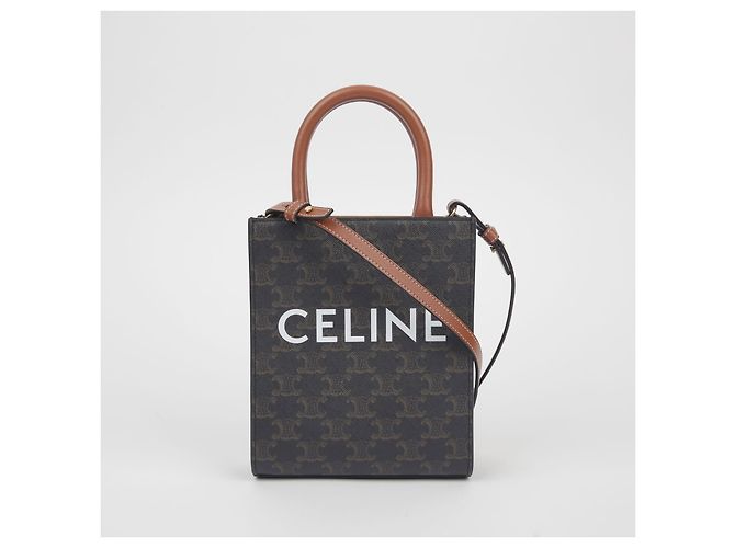 Cabas Céline Bolso tote mini vertical Castaño - vista 2