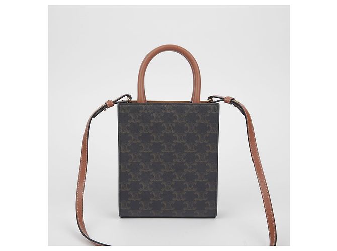 Cabas Céline Bolso tote mini vertical Castaño - vista 3