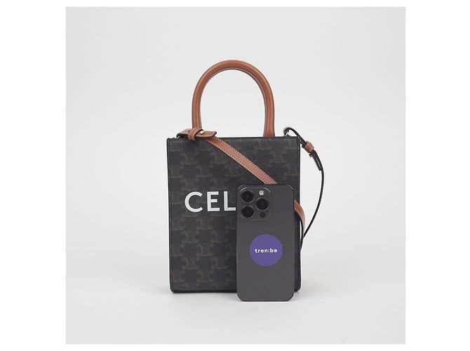 Cabas Céline Bolso tote mini vertical Castaño - vista 7