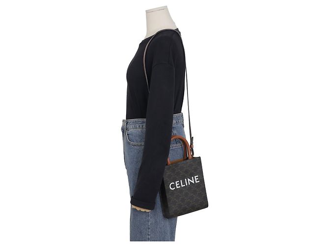 Cabas Céline Bolso tote mini vertical Castaño - vista 9