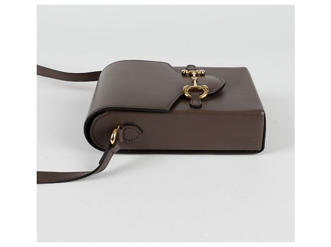 Gucci Borsa a spalla mini Horsebit Marrone - vista 4