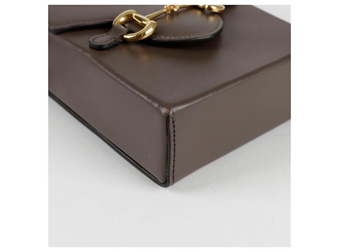 Gucci Borsa a spalla mini Horsebit Marrone - vista 5