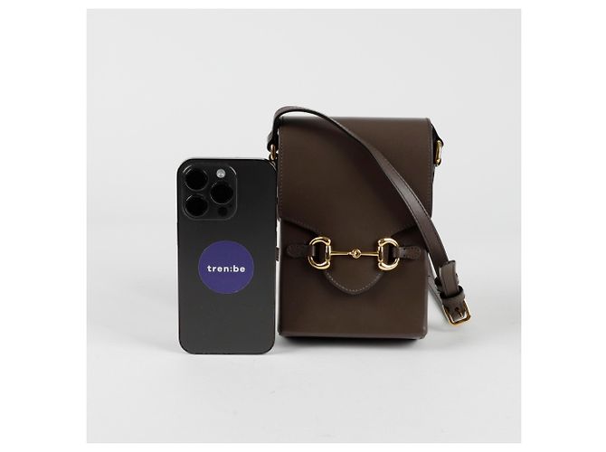 Gucci Borsa a spalla mini Horsebit Marrone - vista 8