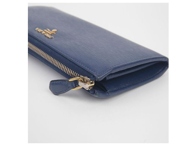 Prada Langer Geldbeutel mit Metall-Logo Blau - Ansicht 10