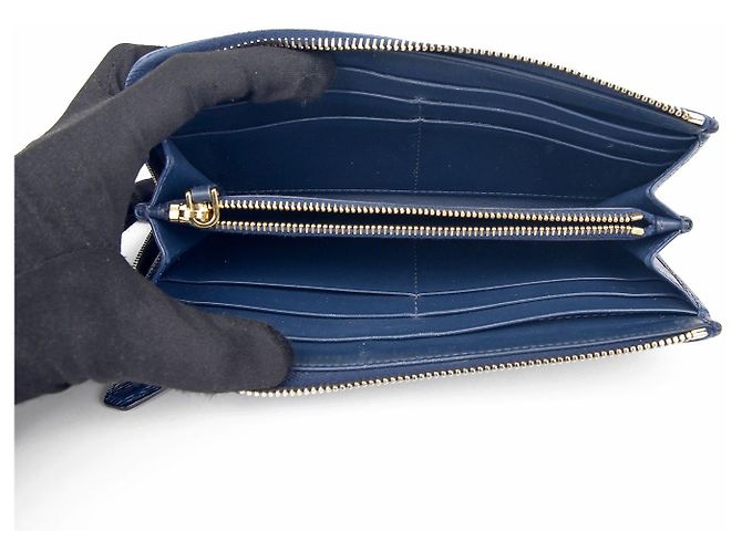 Prada Langer Geldbeutel mit Metall-Logo Blau - Ansicht 11
