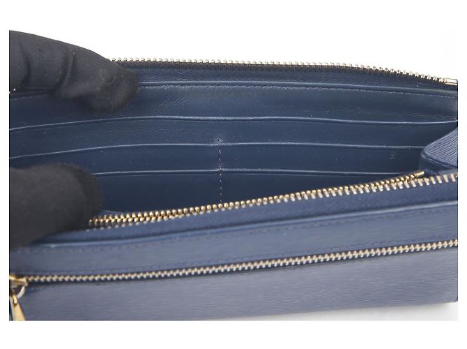 Prada Langer Geldbeutel mit Metall-Logo Blau - Ansicht 12
