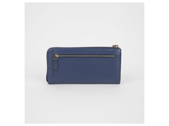 Prada Langer Geldbeutel mit Metall-Logo Blau - Ansicht 4