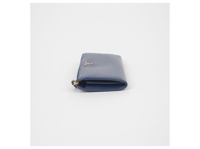 Prada Langer Geldbeutel mit Metall-Logo Blau - Ansicht 5