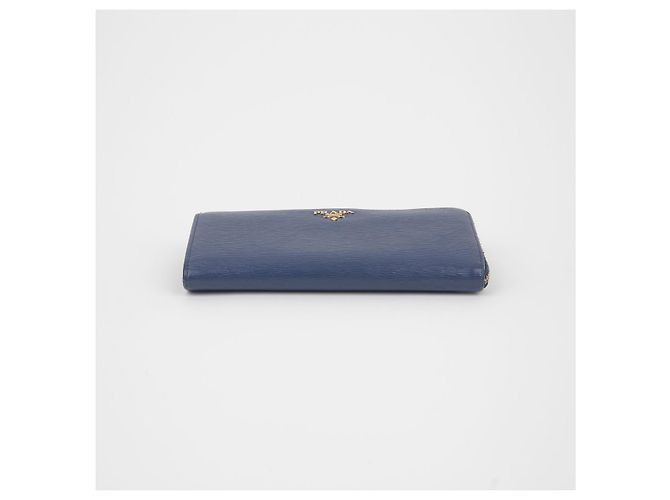 Prada Langer Geldbeutel mit Metall-Logo Blau - Ansicht 6
