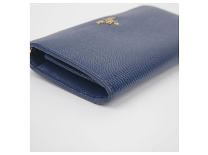Prada Langer Geldbeutel mit Metall-Logo Blau - Ansicht 7