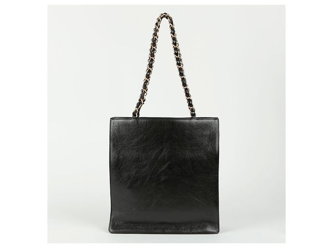 Chanel Borsa Shopper Tote con Logo CC da Spalla Nero - vista 3