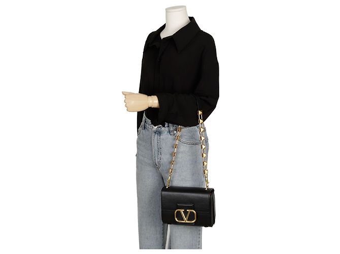 Valentino Bolsa transversal com logo e tachas Preto - vista 11