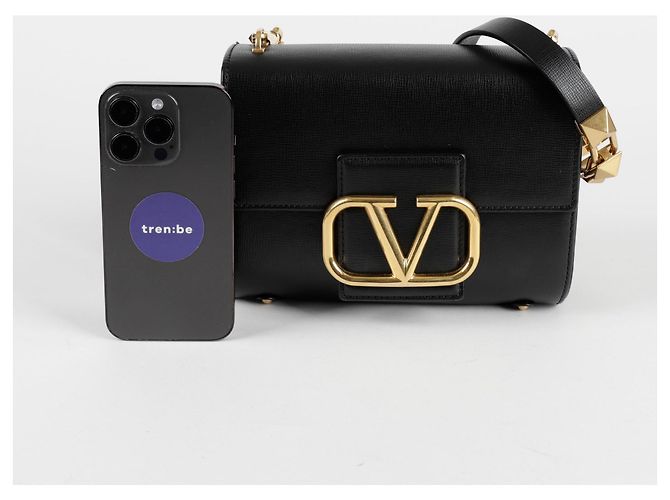 Valentino Bolsa transversal com logo e tachas Preto - vista 7
