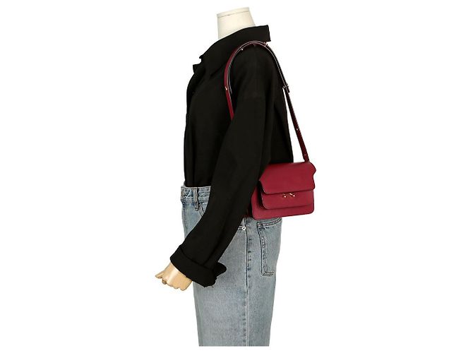 Marni Borsa a tracolla incrociata Trunk Mini Rosso - vista 11