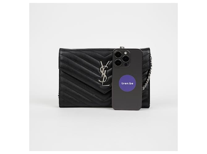 Saint Laurent Borsa a tracolla Monogram Chain Nero - vista 12