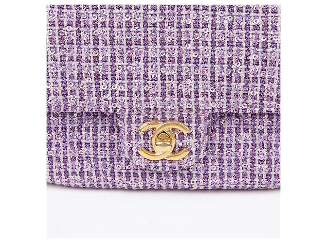 Chanel Borsa a spalla piccola CC Logo Porpora - vista 2