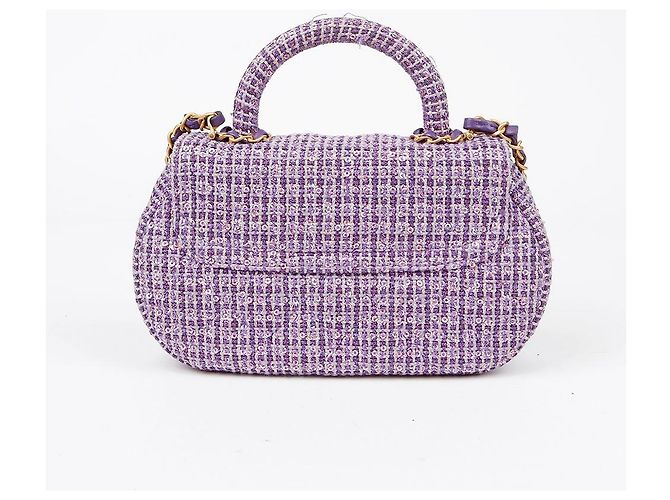 Chanel Borsa a spalla piccola CC Logo Porpora - vista 3