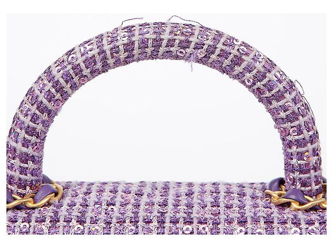 Chanel Borsa a spalla piccola CC Logo Porpora - vista 4