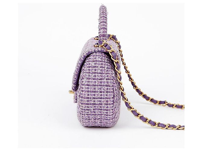 Chanel Borsa a spalla piccola CC Logo Porpora - vista 5