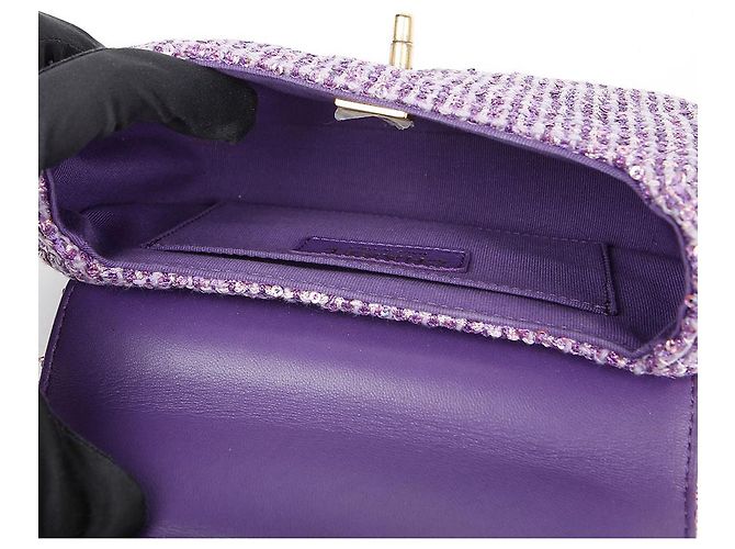 Chanel Borsa a spalla piccola CC Logo Porpora - vista 9