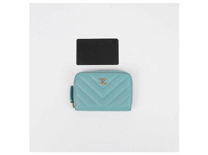 Chanel Portafoglio con zip classico in pelle caviar Verde - vista 10