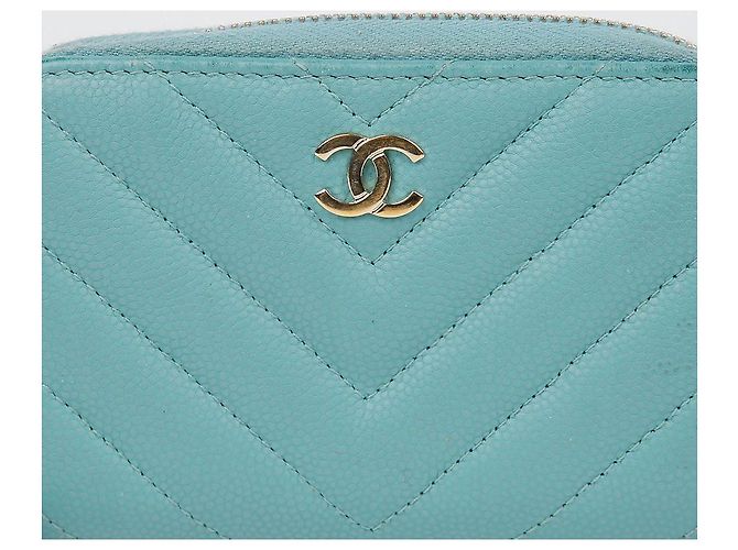 Chanel Portafoglio con zip classico in pelle caviar Verde - vista 2