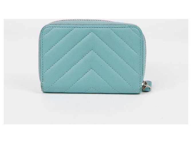 Chanel Portafoglio con zip classico in pelle caviar Verde - vista 3