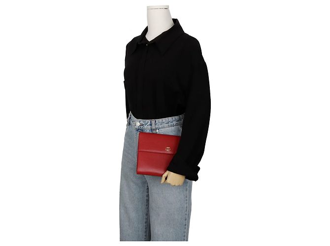 Gucci Clutch con pattina GG Marmont Rosso - vista 12