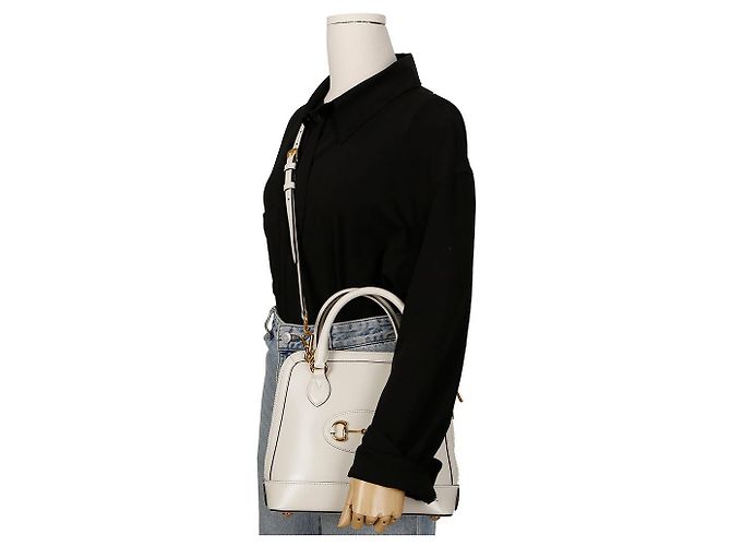 Gucci Borsa a mano Horsebit Small con manico superiore Bianco - vista 10