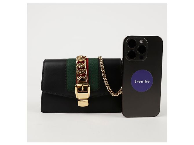 Gucci Borsa a tracolla incrociata Silvi Super Mini Chain Nero - vista 7