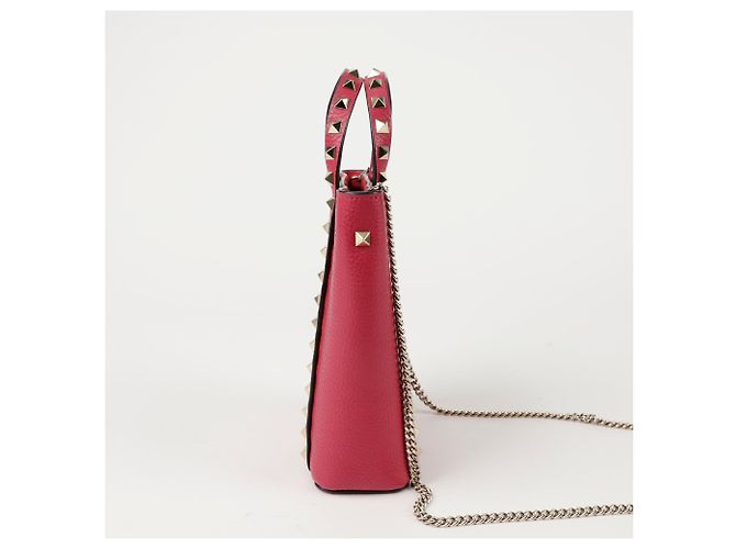 Valentino Borsa a Spalla Rockstud Chain Tote Rosa - vista 3