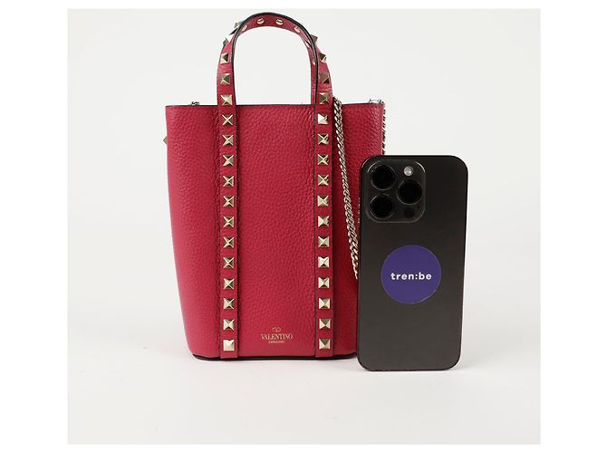 Valentino Borsa a Spalla Rockstud Chain Tote Rosa - vista 7