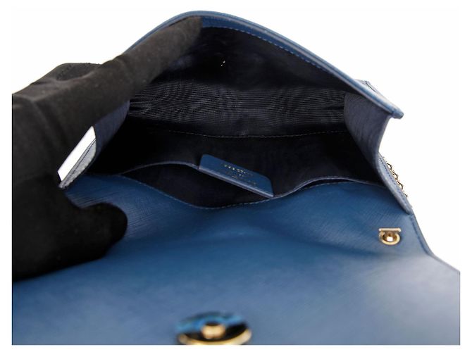 Salvatore Ferragamo Borsa a tracolla incrociata Genie Barrel Bow Blu - vista 10