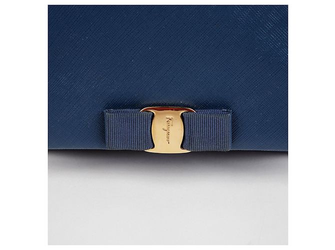 Salvatore Ferragamo Borsa a tracolla incrociata Genie Barrel Bow Blu - vista 3
