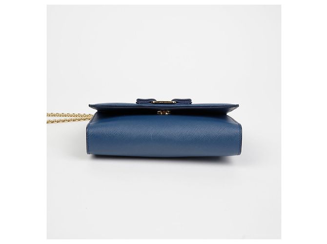 Salvatore Ferragamo Borsa a tracolla incrociata Genie Barrel Bow Blu - vista 6