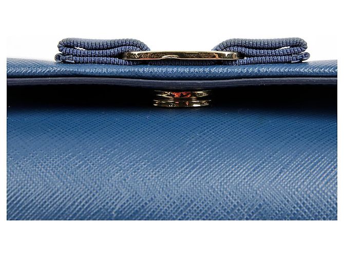 Salvatore Ferragamo Borsa a tracolla incrociata Genie Barrel Bow Blu - vista 7