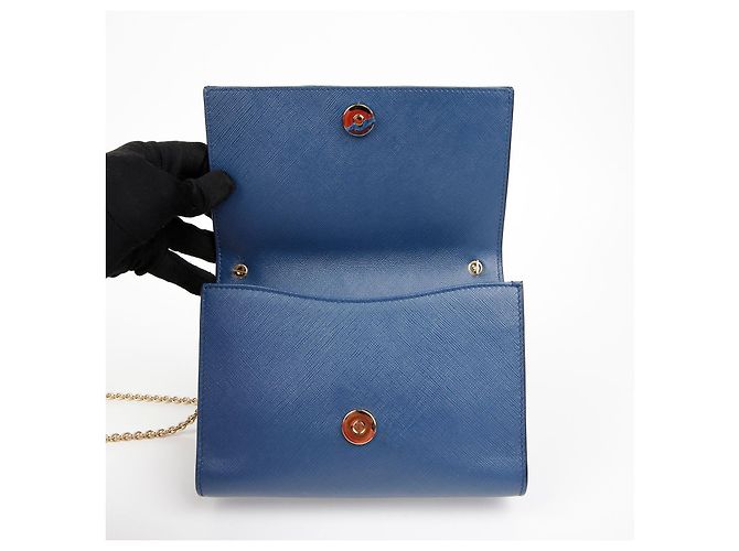 Salvatore Ferragamo Borsa a tracolla incrociata Genie Barrel Bow Blu - vista 9