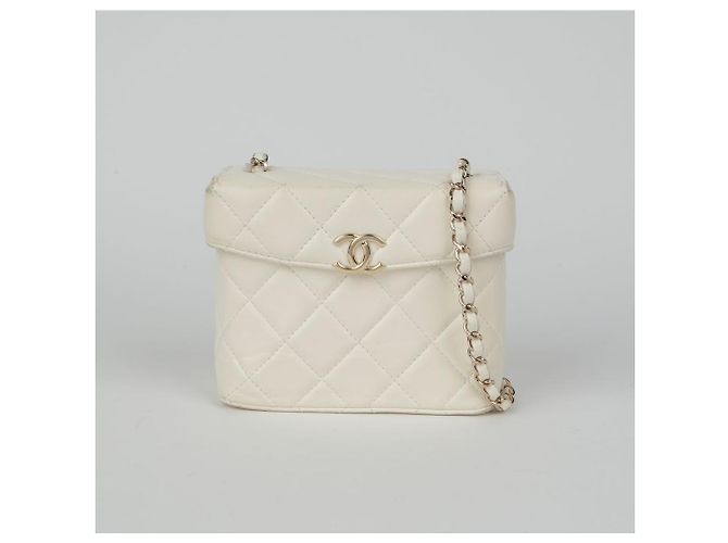 Chanel Borsa a spalla con catena e pattina con logo CC Bianco - vista 2