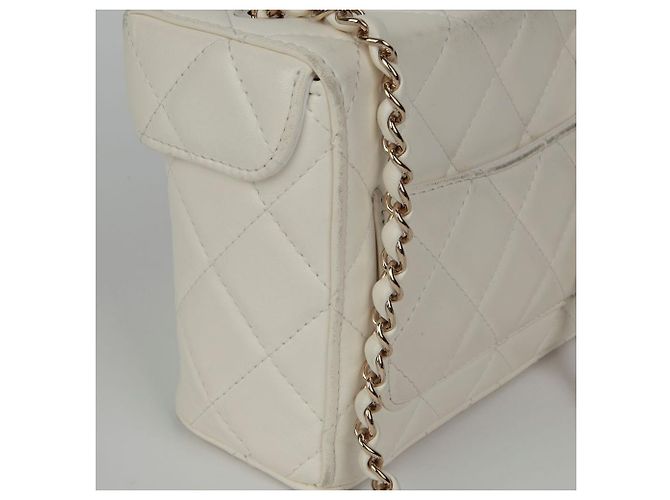 Chanel Borsa a spalla con catena e pattina con logo CC Bianco - vista 7