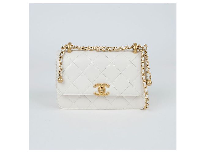 Chanel Borsa a tracolla mini flap con logo CC Bianco - vista 2