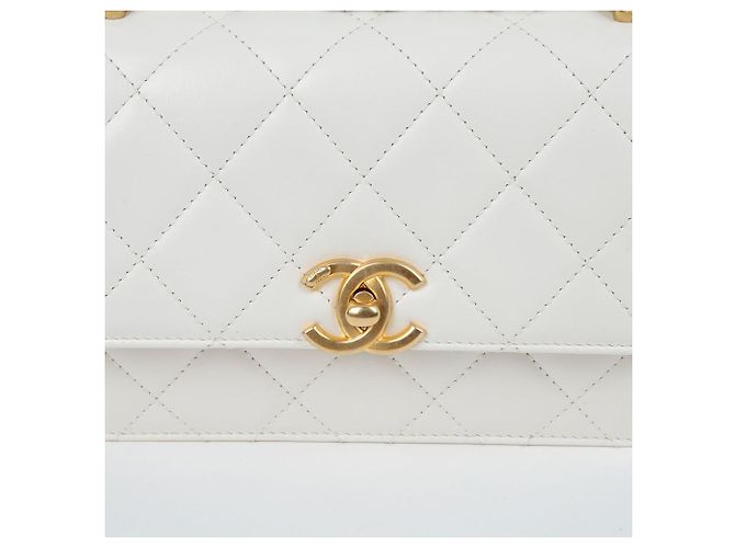 Chanel Borsa a tracolla mini flap con logo CC Bianco - vista 3